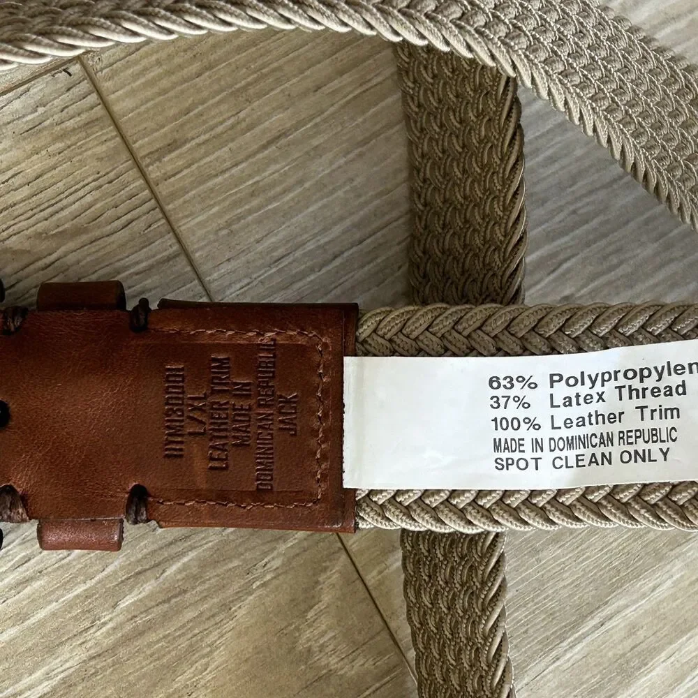 Tommy Bahama Belt Men's Woven Leather Trim OS One Size Never Worn Tan Brown